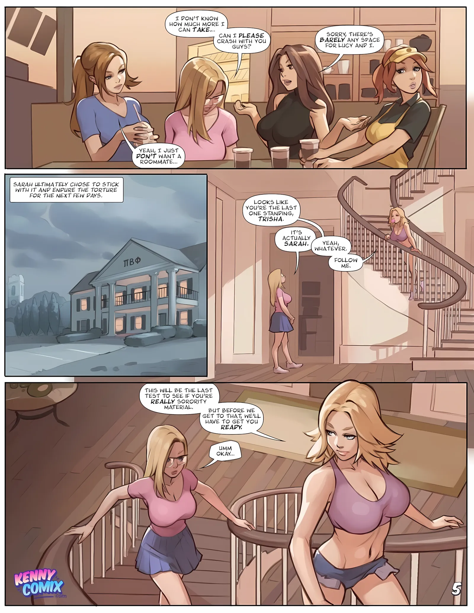 Naughty Sorority- The New Pledge [Kennycomix], 1. Naughty Sorority- The New Pledge (Voidwave), page 6 of 18