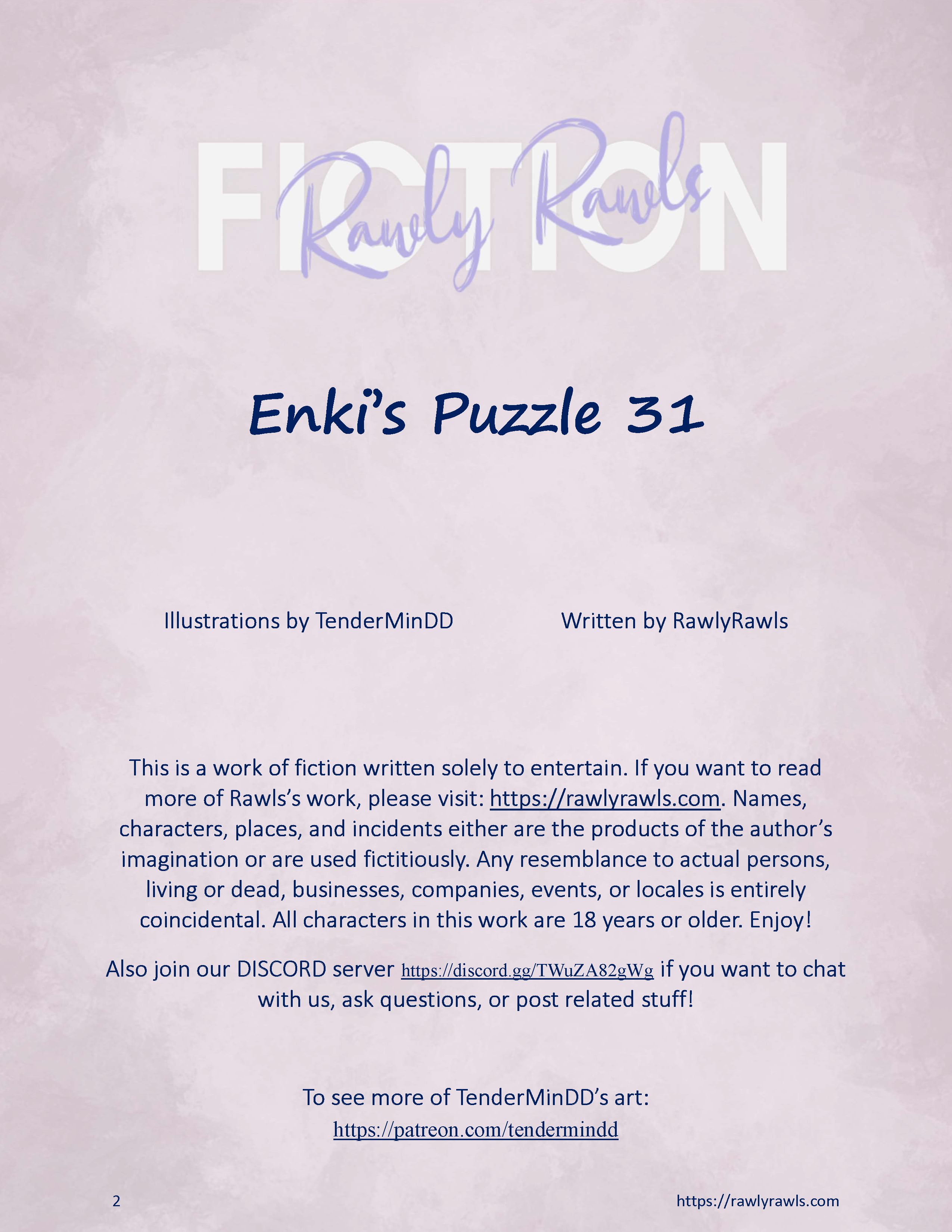Enki’s Puzzle 31-32 [TenderMindd , RawlyRawls], Enki’s Puzzle 31, page 2 of 16