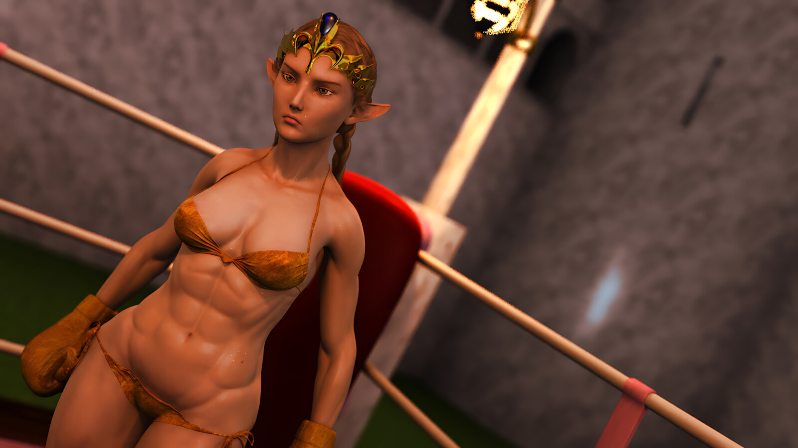 Foxy Boxing Princess Pound [SquarePeg3D], Foxy Boxing Princess Pound - Futanari WITHOUT Injuries, page 1 of 50